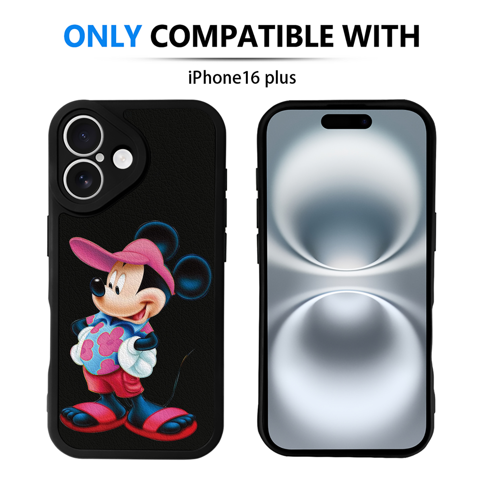 ミッキーマウス Mickey Mouse 【iPhone 16シリーズ対応】シリコンスマホケース（レザー調） 材質：シリコン